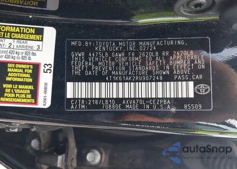 2024 Toyota Camry Xse из США, поврежденный, VIN 4T1K61AK2RU907248